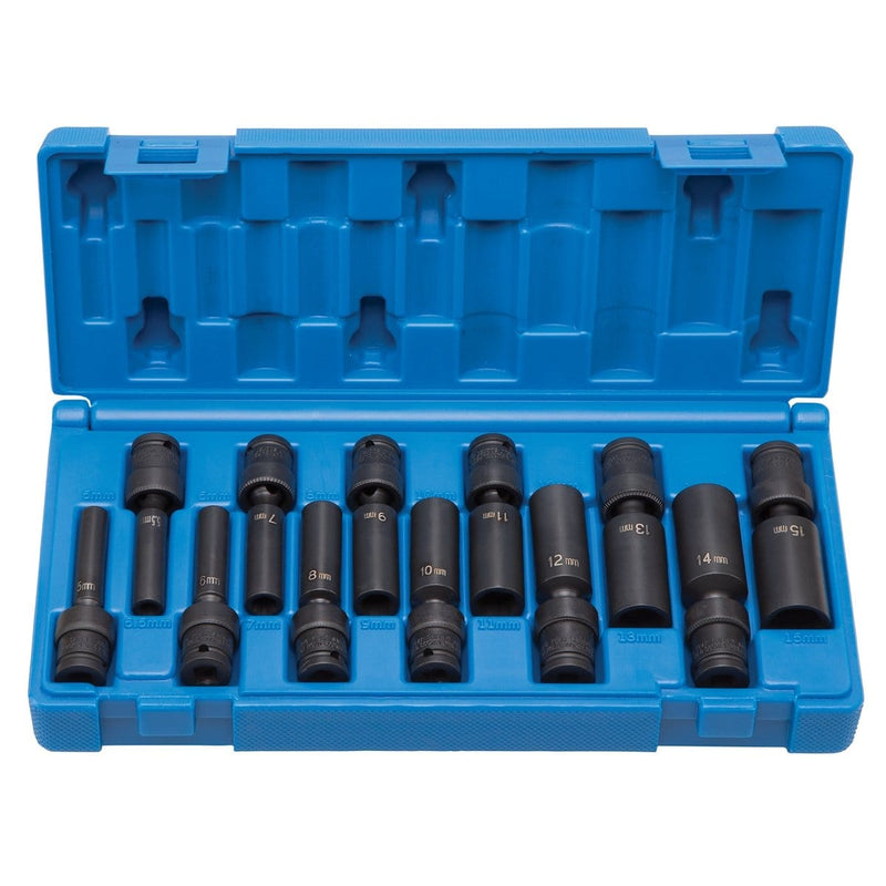 Grey Pneumatic 9712UMD 1/4" Drive 12-Piece Deep Universal Metric Set - Pelican Power Tool