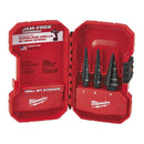 Milwaukee 48-89-9221 3-Pc Step Drill Bit Set (#1, #2, #4), Dual-Flute Step Bits