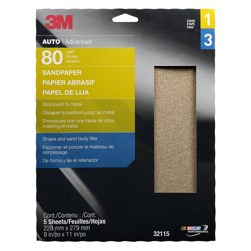 3M 32115 Production Paper Sheets 9"X 11" 80D 5/Pk 10Pks/Cs - Pelican Power Tool