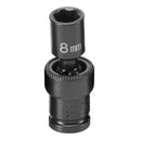 Grey Pneumatic 908UMS 1/4 in. Drive Standard Metric Universal Impact Socket - 8mm - Pelican Power Tool