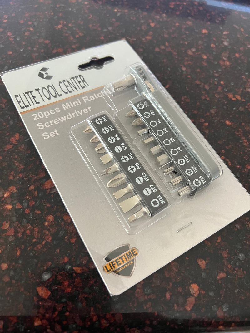 Elite Tool Center 20 Piece Mini Ratchet Screwdriver Set - Pelican Power Tool