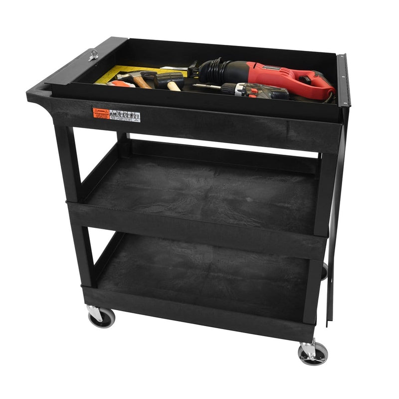 Luxor EC111-B-TOOLBOX 32 x 18 Tub Cart - Three Shelves with Toolbox - Pelican Power Tool