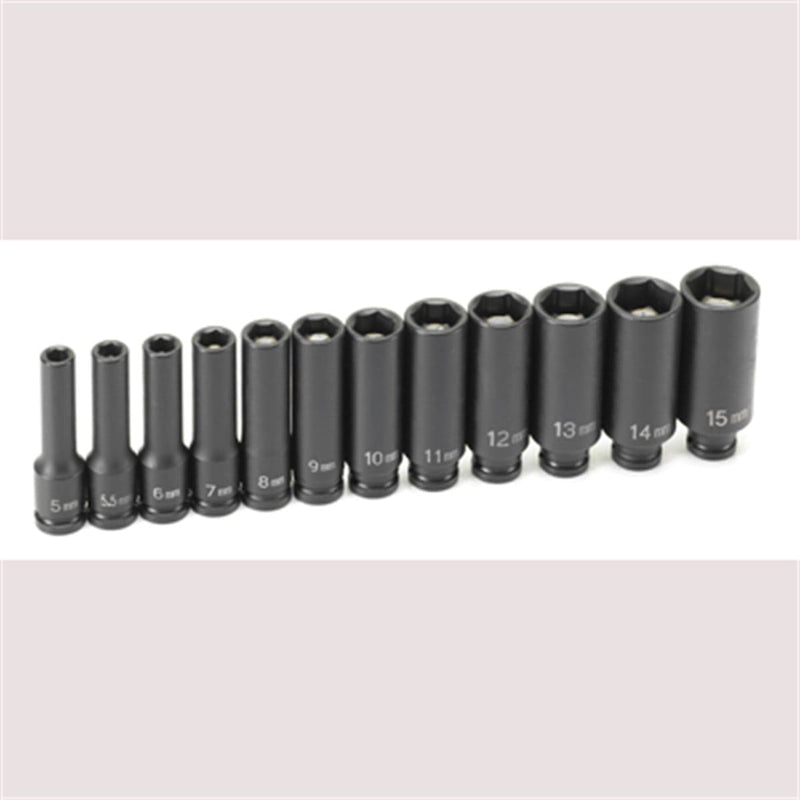 Grey Pneumatic 9712MDG 1/4" Drive 12 Pc. Deep Metric Magnetic Impact Set - Pelican Power Tool