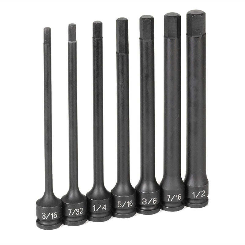 Grey Pneumatic 1267H 3/8" Dr. 7 Pc.  6" Length Fractional Hex Driver Set - Pelican Power Tool