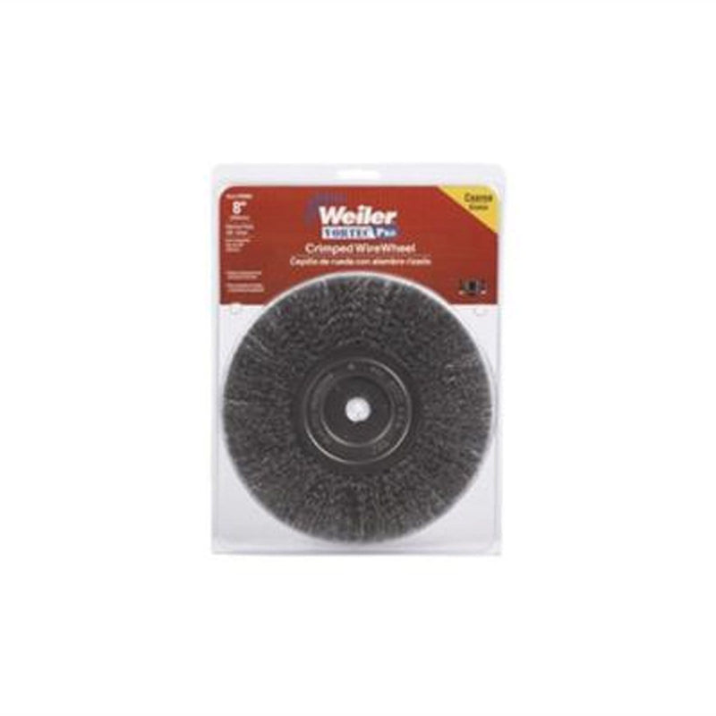 Weiler 36005 Bench Grinder Wire Wheel, 8" Diameter, Coarse Crimped Wire, Narrow Face, 5/8" Arbor - Pelican Power Tool