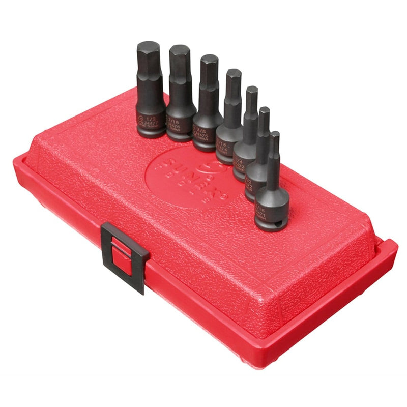 Sunex 3647 3/8" Dr. 7Pc. Sae Impact Hex Driver Set - Pelican Power Tool