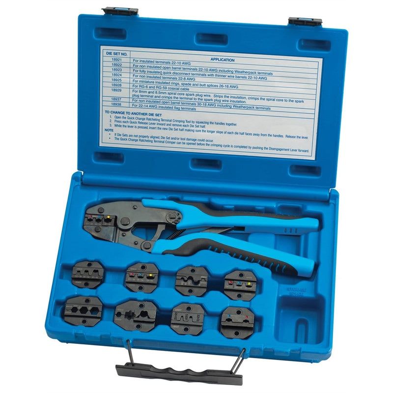 SG Tool Aid 18980 Quick Change Ratcheting Terminal Crimping Kit W/9 - Pelican Power Tool