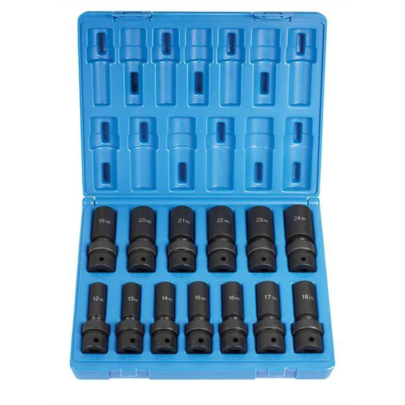 Grey Pneumatic 1313UMD 1/2" Drive 13 Pc. Deep Length Metric Univ. Set - Pelican Power Tool