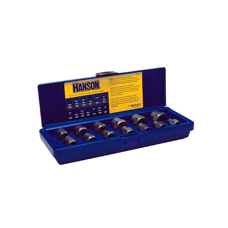 Hanson 54113 BOLT EXTRACTOR 13PC SET 1/4"-3/4" W/3/8" DRIVE - Pelican Power Tool