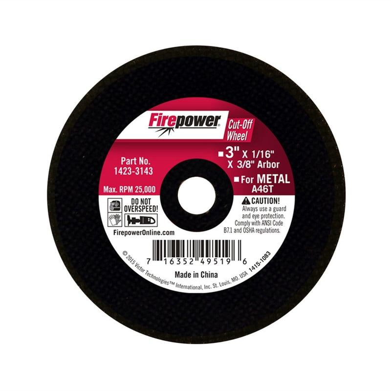 Firepower 1423-3143 Cut-Off Wheel, 3"X 1/16" X 3/8" - Pelican Power Tool