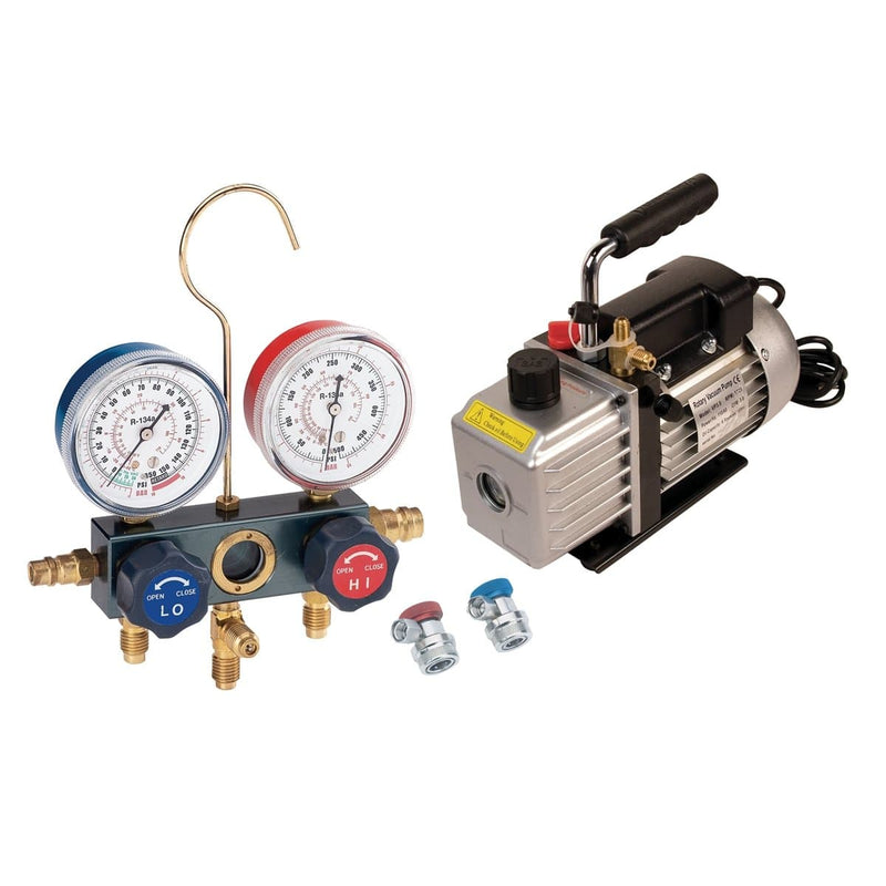 FJC, Inc. KIT6M Vacuum Pump And Gauge Set - Pelican Power Tool