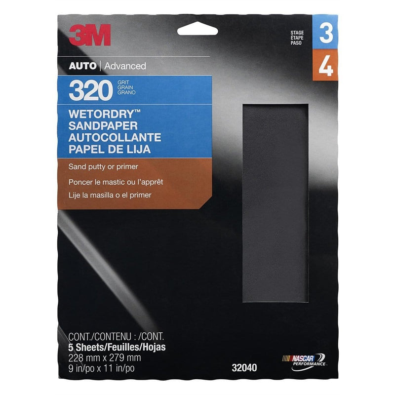 3M 32040 Paper Sheets-Wetordry 9"X 11" P320 5/Pk 10Pk/Cs - Pelican Power Tool