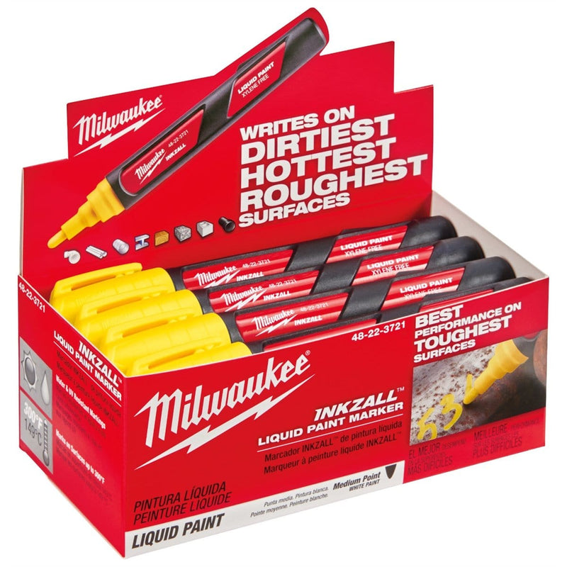 Milwaukee 48-22-3721 Inkzall Yellow Liquid Paint Marker (12-Pk) - Pelican Power Tool