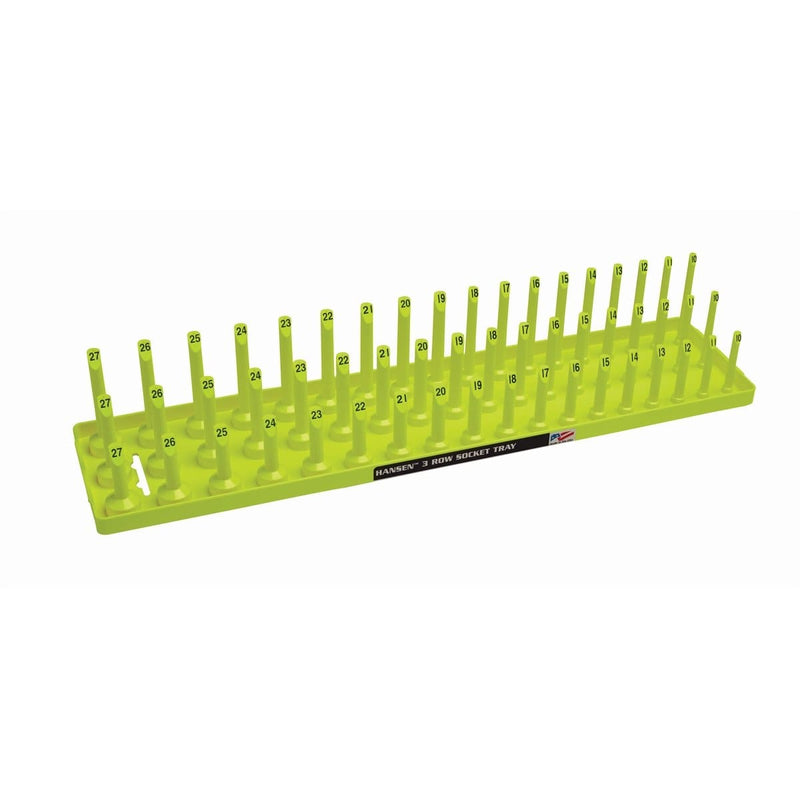 Hansen Global 12083 1/2" Metric 3-Row Socket Tray - Hi-Viz Yellow - Pelican Power Tool