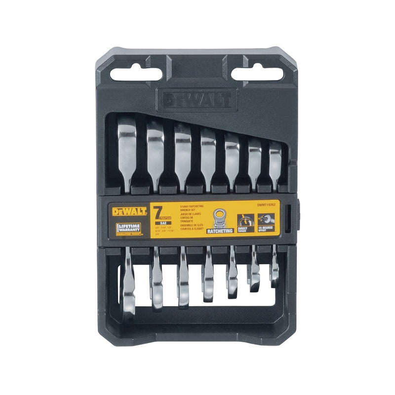 DeWalt DWMT19262 Dewalt 7Pc Stubby Sae Ratcheting Wrench Set - Pelican Power Tool