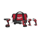 Milwaukee 2696-24 M18 4-Pc Hammer Drill Sawzall Imp Driver Light - Pelican Power Tool