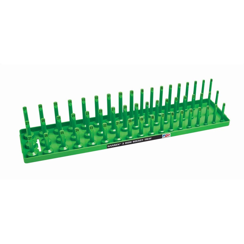 Hansen Global 12043 1/2" Metric 3-Row Socket Tray - Green - Pelican Power Tool