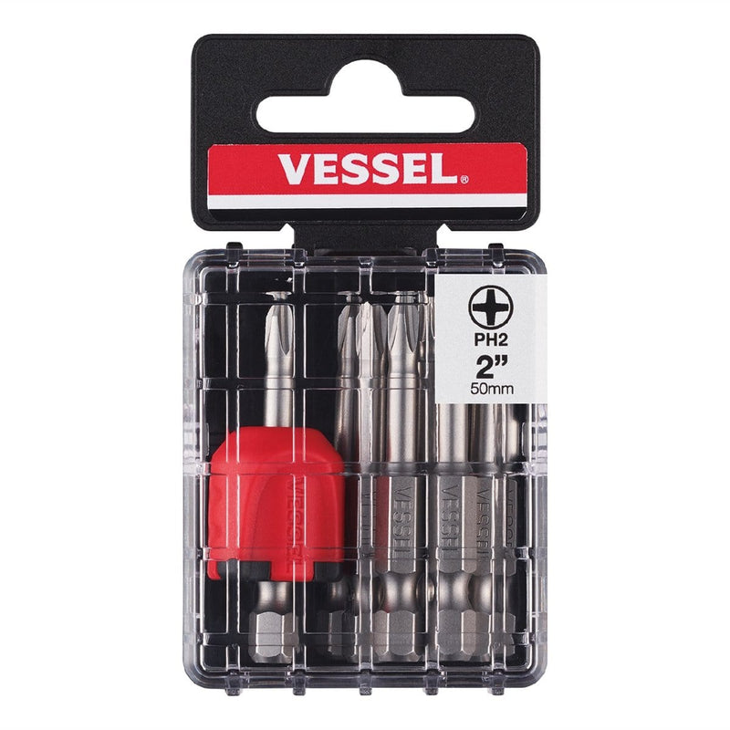 VESSEL TOOL U.S.A INC MGEPH250P10T Voha Pwer Bits Ph2X50 10Pcs With 1Pc Mag Enhancer - Pelican Power Tool