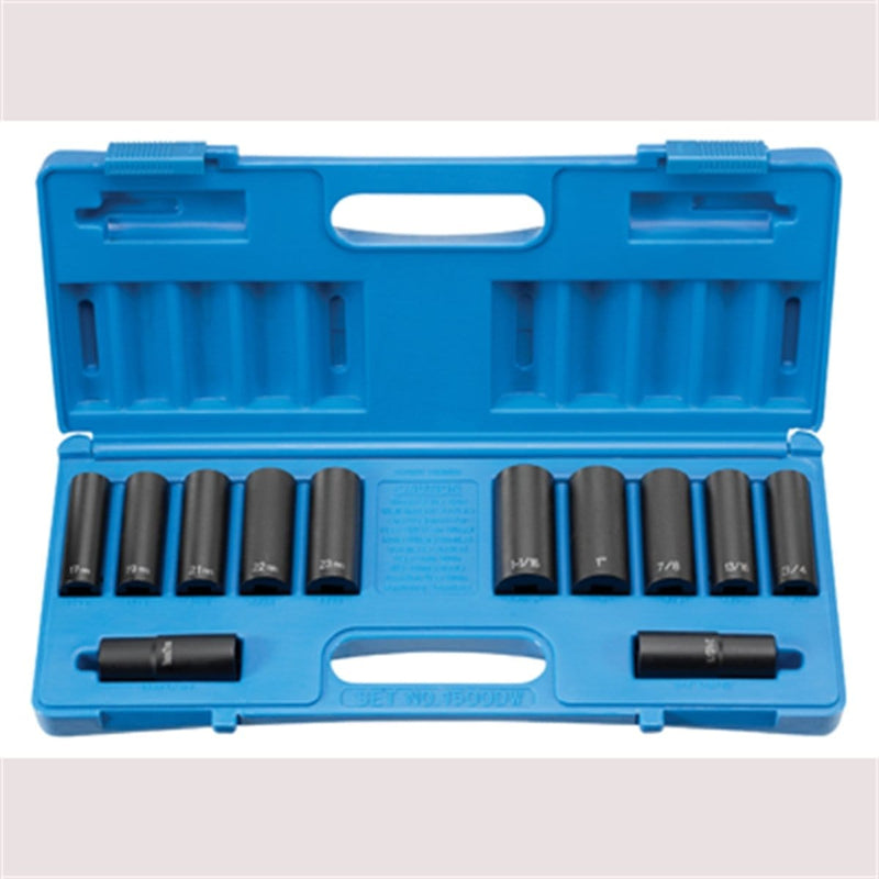Grey Pneumatic 1500DW 1/2" Drive 12 Piece Extra-Thin Wall Set - Pelican Power Tool