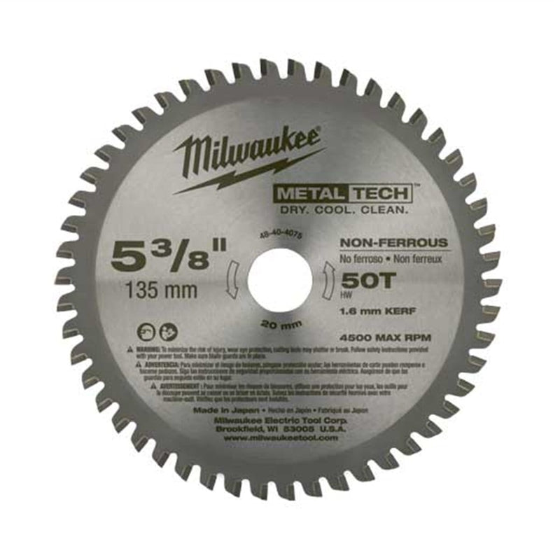 Milwaukee 48-40-4075 5-3/8" Circular Saw Metal Cutting 50 Teeth Blade - Pelican Power Tool