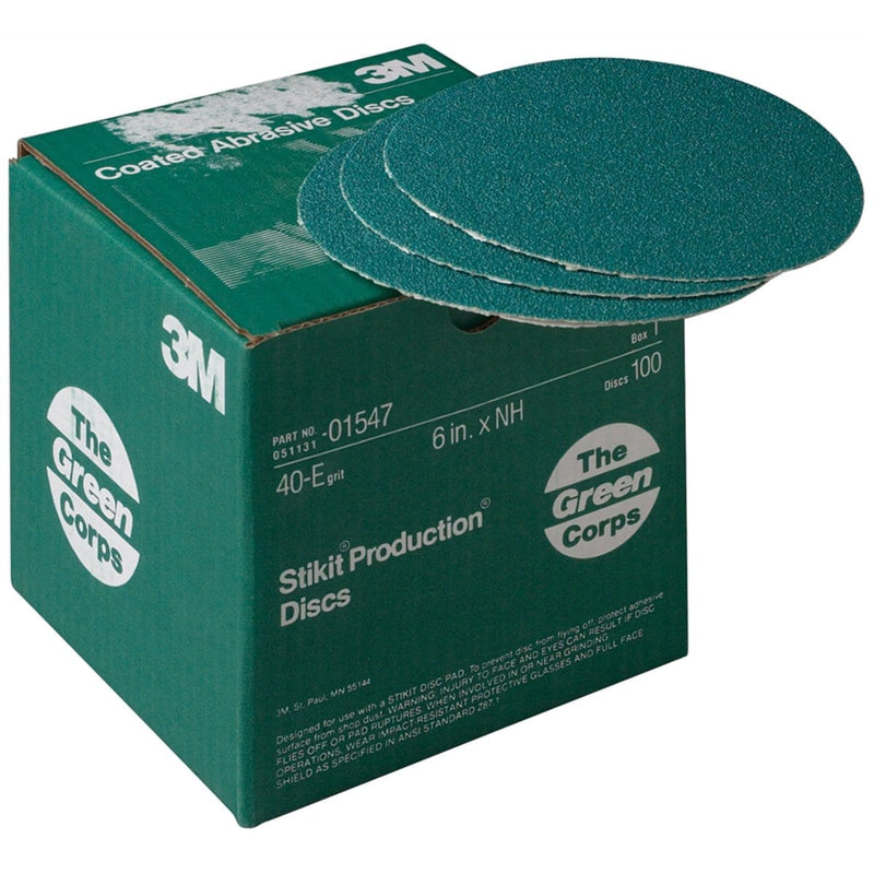 3M 1547 Production Discs Stikit Green Corps 40E 6In 100/Bx - Pelican Power Tool