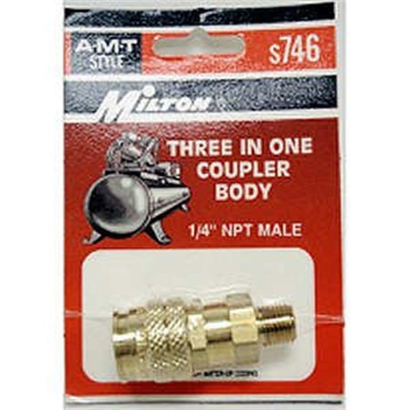 Milton Industries S-746 3-Way 1/4" Male Body "A, M & T" - Pelican Power Tool