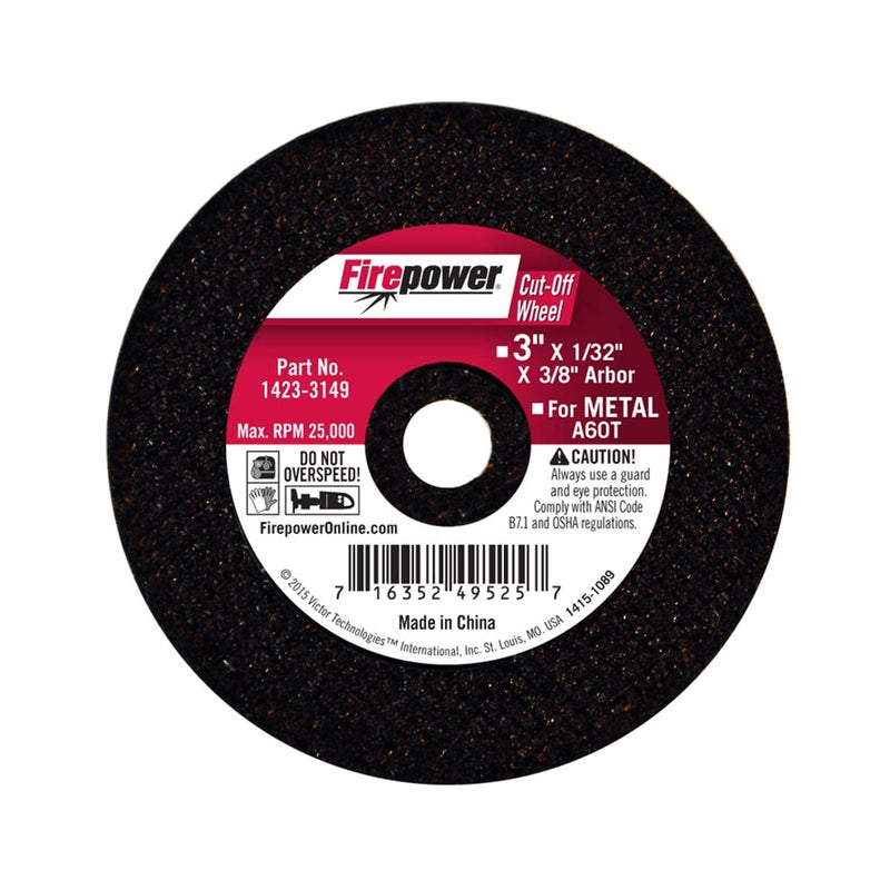 Firepower 1423-3149 Cut-Off Wheel, 3" X 1/32" X 3/8" - Pelican Power Tool