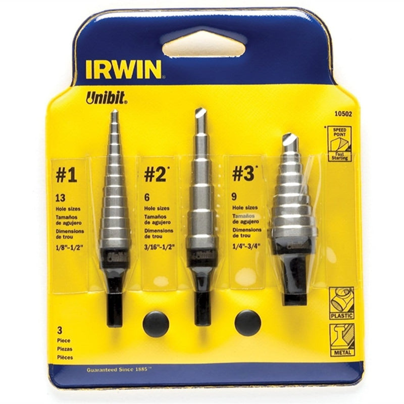 Vise Grip 10502 502 3Pc Hss Unibit Set In Kit Bag - Pelican Power Tool