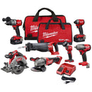 Milwaukee 2997-27 M18 7-Pc Combo Drivers/ Saws/ Imp Wrench/ Light/ Grinder (2) Xc Batt Kit - Pelican Power Tool