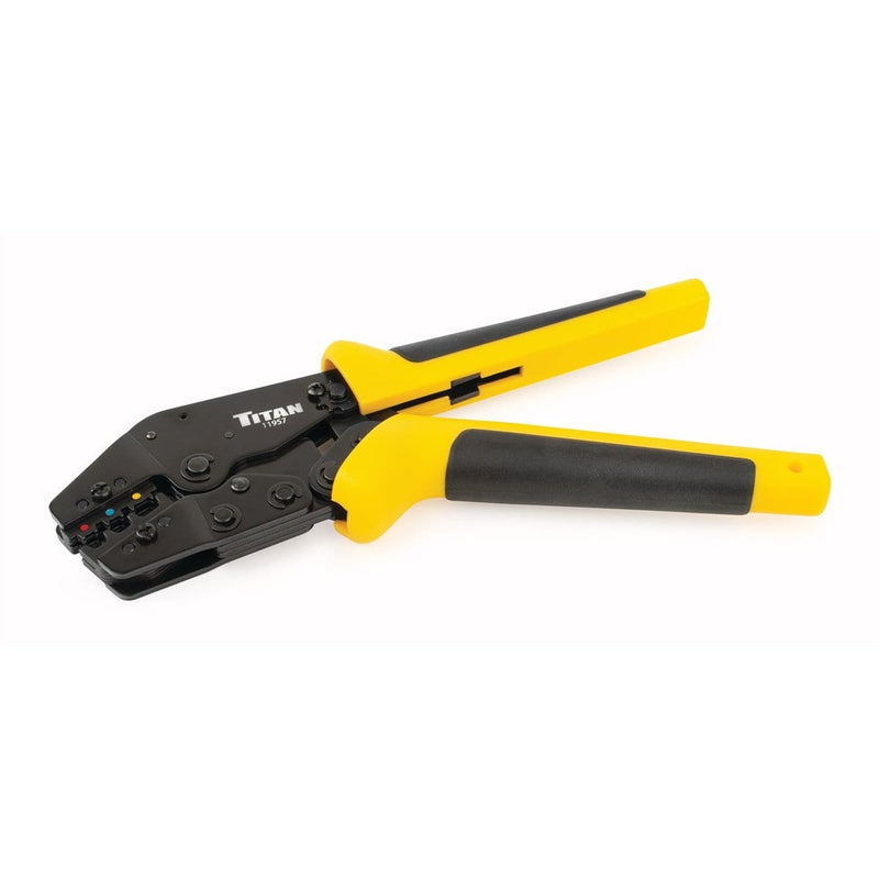 Titan 11957 Offset Fixed Jaw Ratcheting Terminal Crimper - Pelican Power Tool