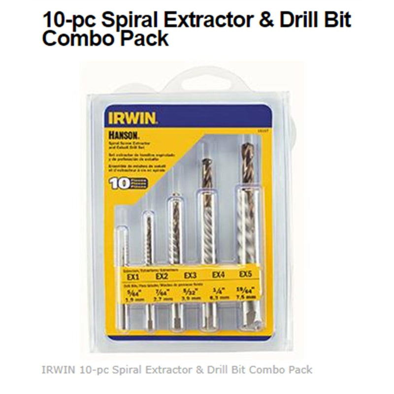 Hanson 11117 Extractor Spiral Set 10Pc Screw&Cobalt Drill Bit - Pelican Power Tool
