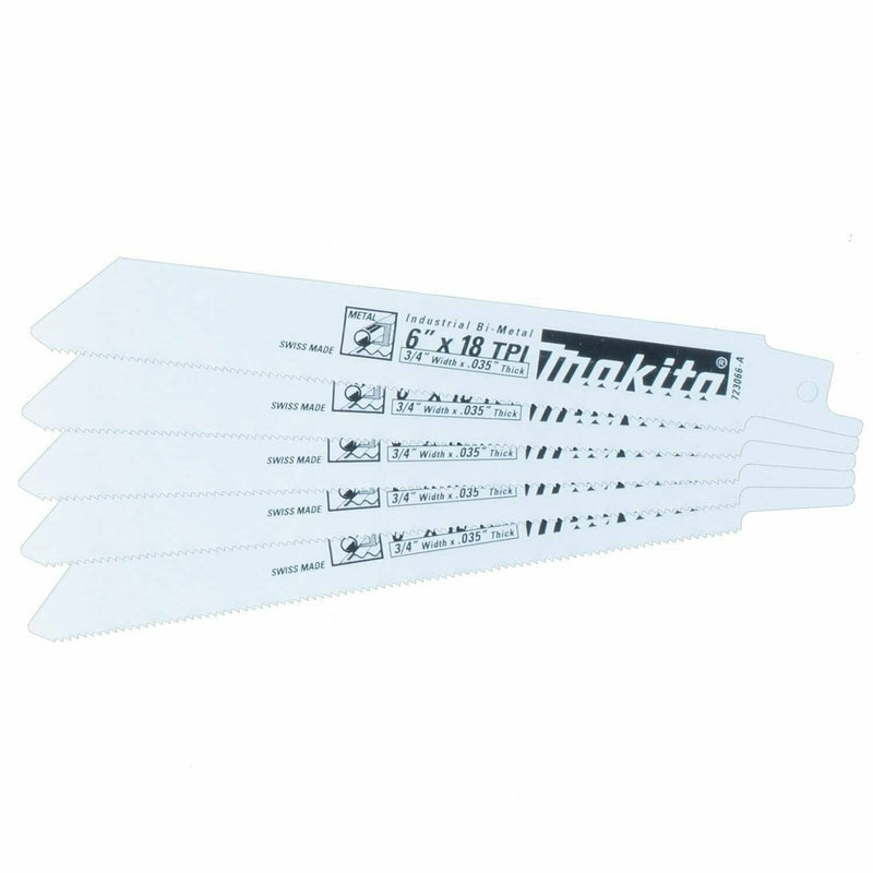 Makita 723066-A-5 6" Metal Cutting Recipro Saw Blade, 18Tpi, 5/Pk - Pelican Power Tool