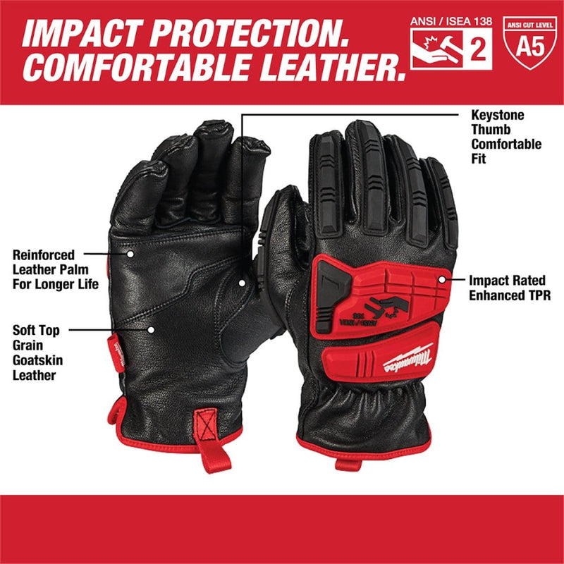 Milwaukee 48-22-8782 Impact Cut Level 5 Goatskin Leather Gloves Large - Pelican Power Tool