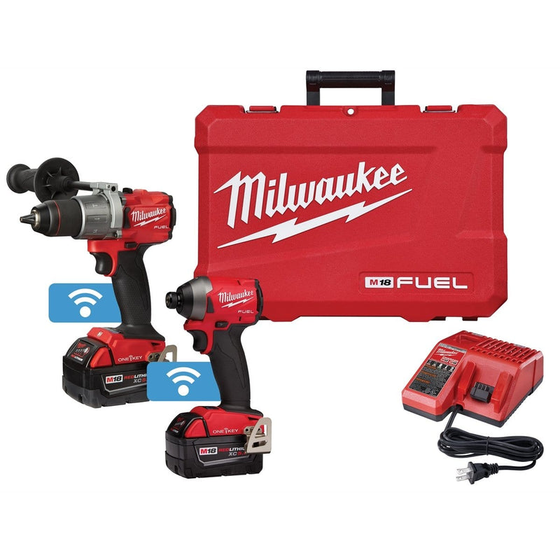 Milwaukee 2996-22 2-Pc M18 Fuel Hammer Drill Imp Driver One-Key Combo (2) Batt Kit - Pelican Power Tool