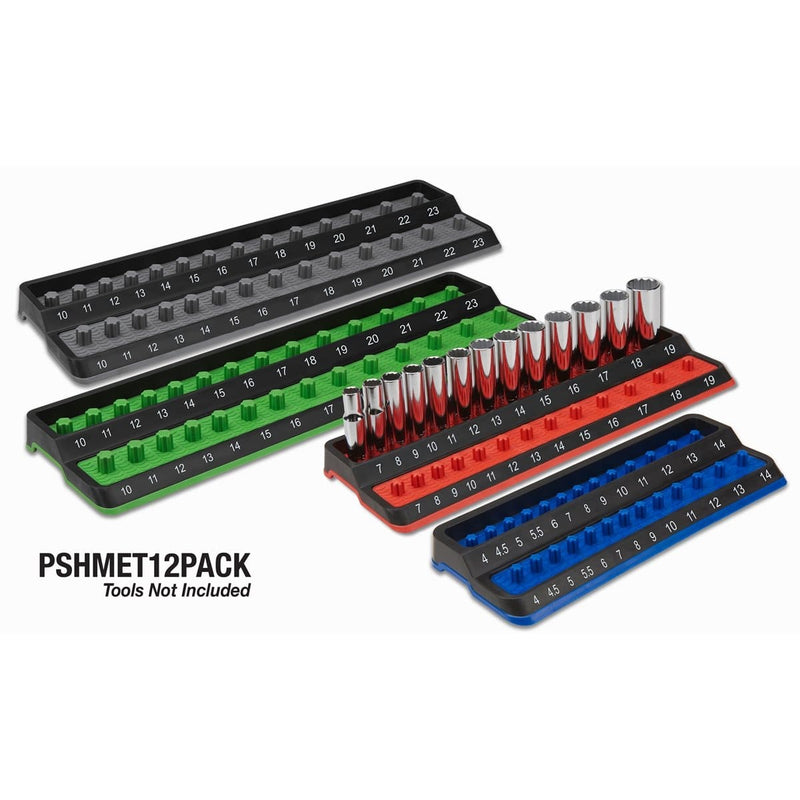 Mechanics Time Saver PSHMET12PK Metric Peg Socket Holder Pack - Pelican Power Tool