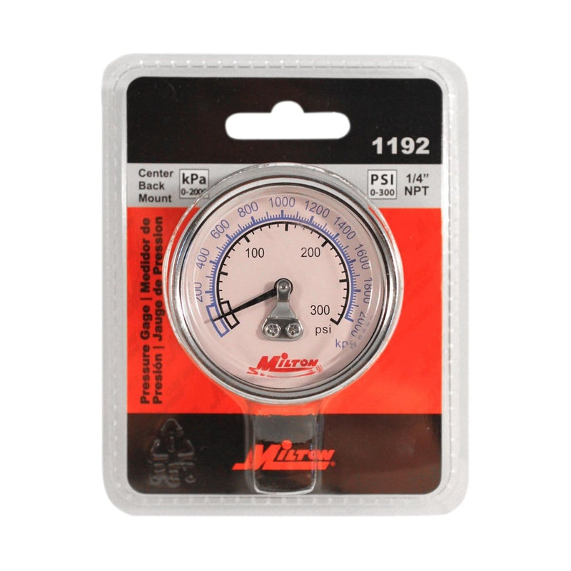 Milton Industries 1192 Gage 1/4" Npt, 0-300 Psi - Center Mount - Pelican Power Tool