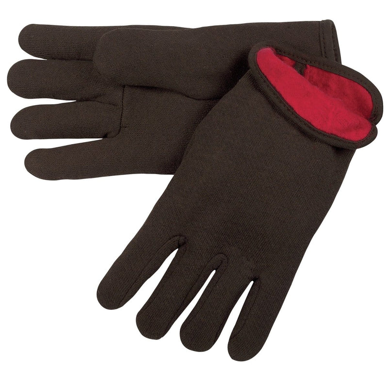 MCR Safety 7900 Brown Jersey Glove Clute Pattern Red Fleece Lined - Pelican Power Tool