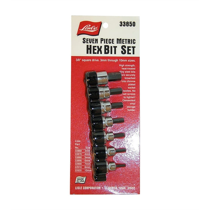 Lisle 33850 Socket Hex Bit Set 3/8In. Dr 7Pc Metric 3 To 10Mm - Pelican Power Tool