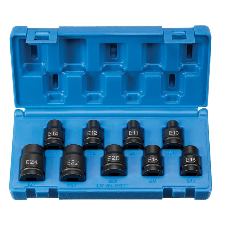 Grey Pneumatic 1319ET 1/2" Drive 9-Piece External Star Impact Socket Set - Pelican Power Tool