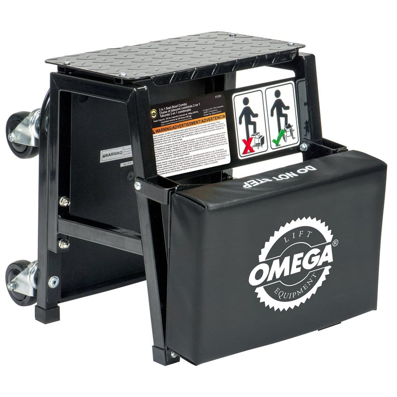 Omega 91305 2-N-1 Mechanics Creeper Seat/Step Stool - Pelican Power Tool