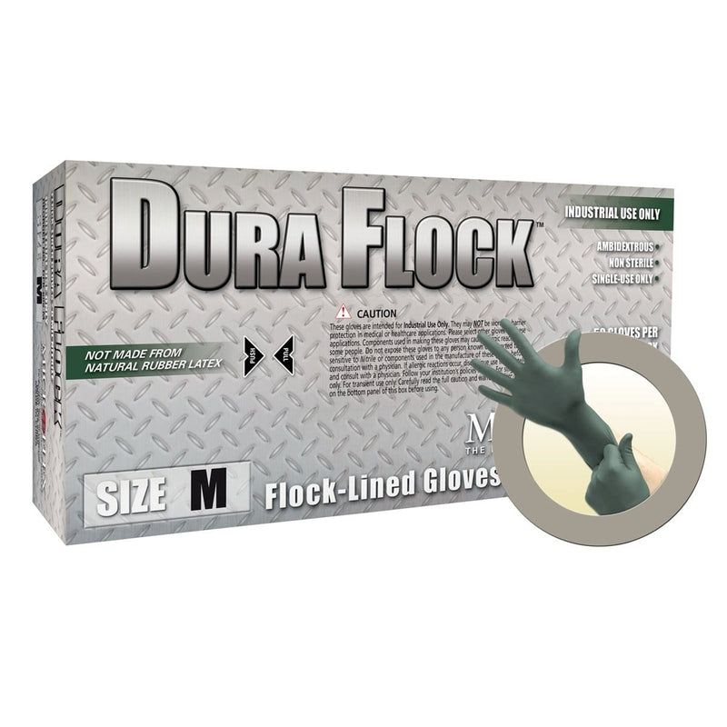 Microflex DFK-608-L Dura Flock 8 Mil Flock-Lined Green Nitrile Glove Large - Pelican Power Tool