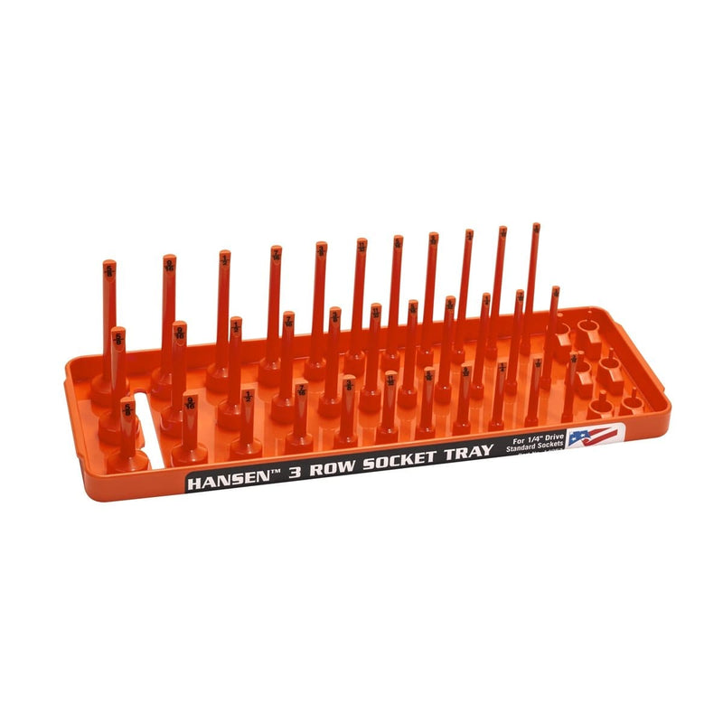 Hansen Global 14053 1/4" Sae 3-Row Socket Tray - Orange - Pelican Power Tool