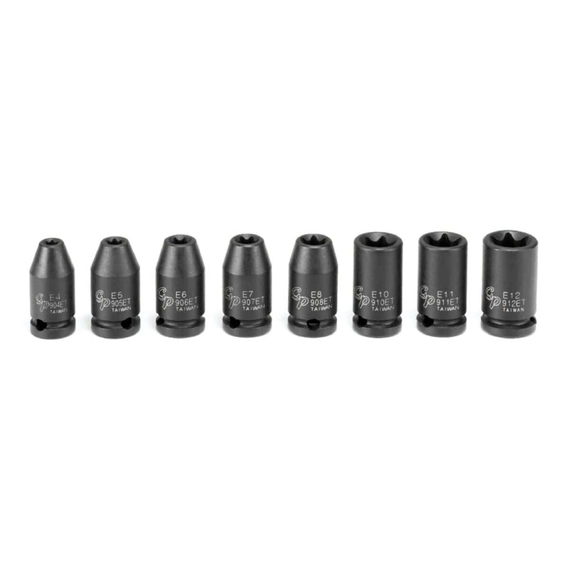 Grey Pneumatic 998ET 1/4" Drive 8 Pc. External Star Impact Socket Set - Pelican Power Tool