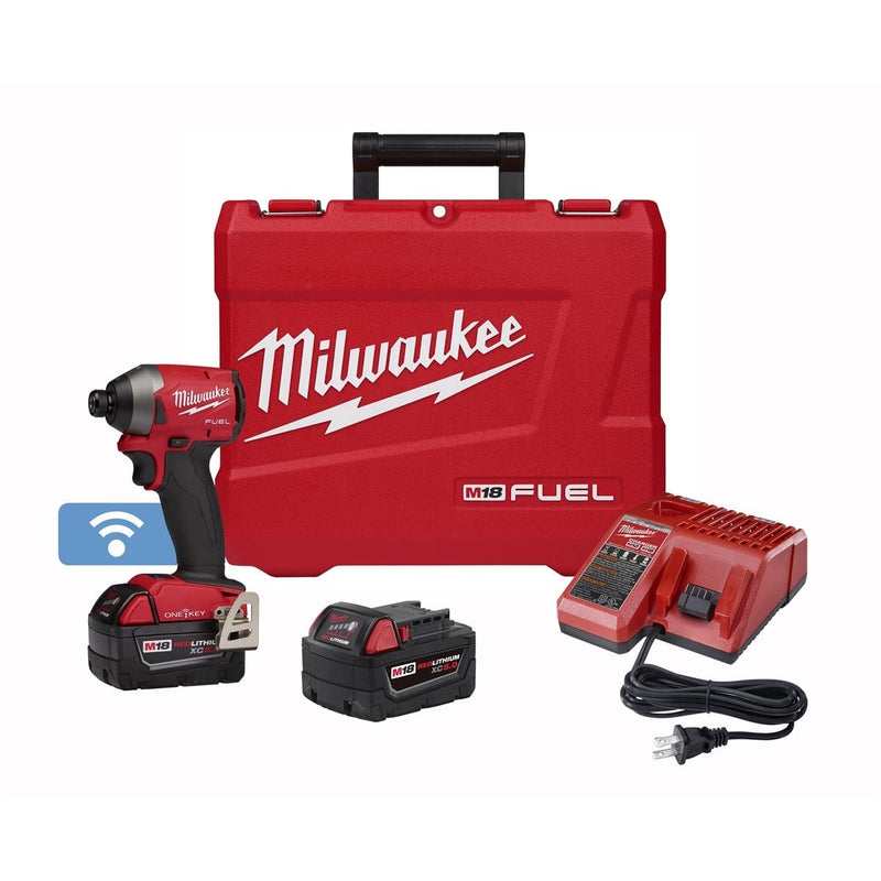 Milwaukee 2857-22 M18 Fuel One-Key Comp 1/4" Hex Imp Driver (2) Batt Kit - Pelican Power Tool