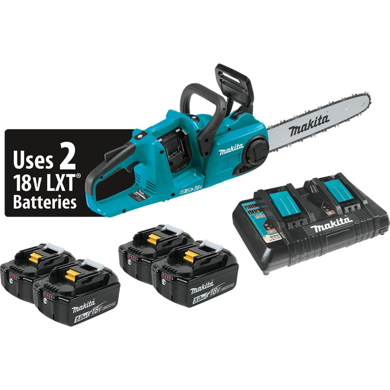 Makita XCU03PT1 18V X2 (36V) Lxt 5.0-Ah Lith-Ion Brushless Cordless 14" Chain Saw Kit With 4 Batteries - Pelican Power Tool