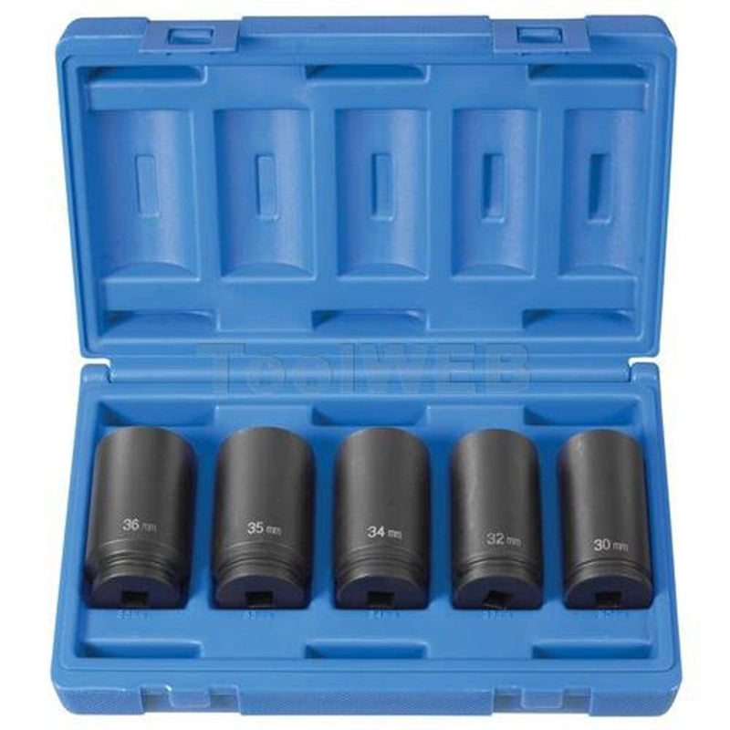 Grey Pneumatic 1705SN 5-Piece 1/2" Drive 6 Point Spindle Nut Socket Set - Pelican Power Tool