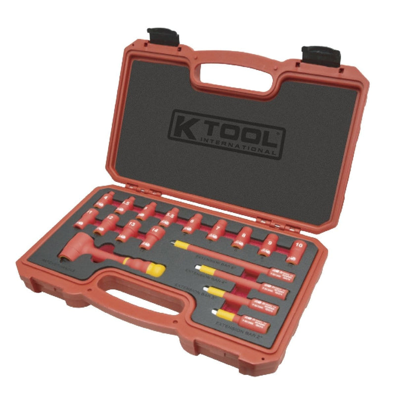 K Tool International IS-WS2018 Socket Wrench Set Insulated 1/4" 18Pc - Pelican Power Tool