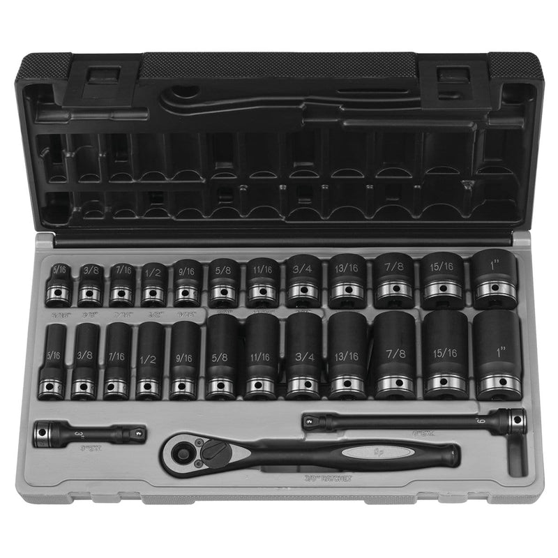 Grey Pneumatic 81627RD 3/8" Dr. 27pc Fract. Std & Deep Duo-Socket Set - 6 Pt. - Pelican Power Tool