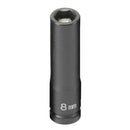 Grey Pneumatic 908MDG 1/4 in. Drive Deep Metric Magnetic Impact Socket - 8mm - Pelican Power Tool