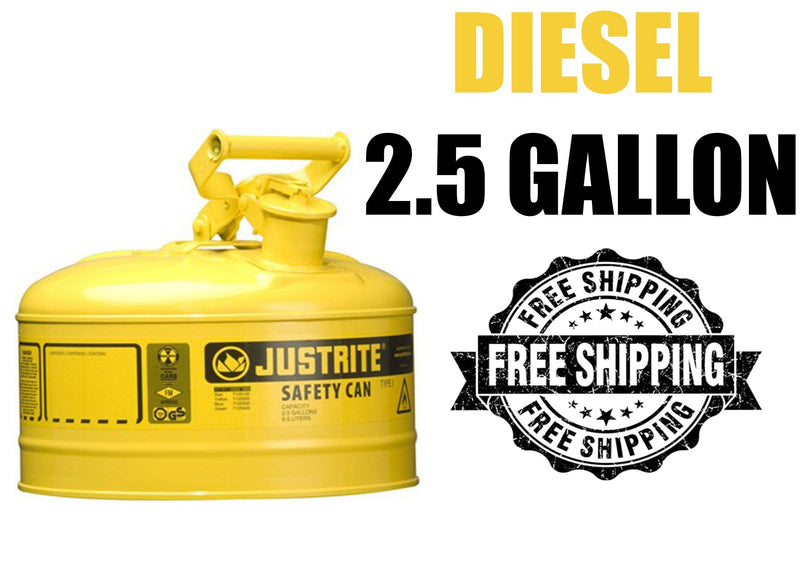 Justrite Mfg. Co. 7125200 2.5G/9.5L Safety Can Yellow - Pelican Power Tool